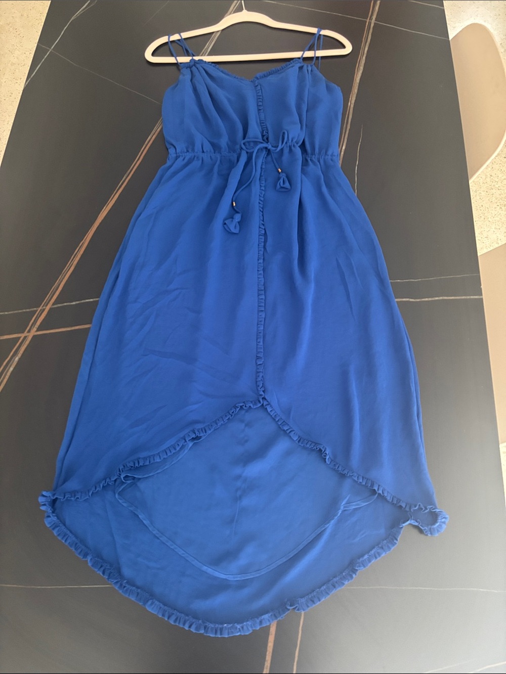 Elegant Royal Blue High-Low Spaghetti Strap Sundress